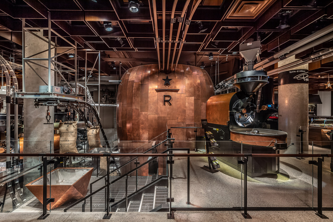 Starbucks Reserve Roastery New York A 30-foot-tall copper kettle greets visitors as soon as they enter.