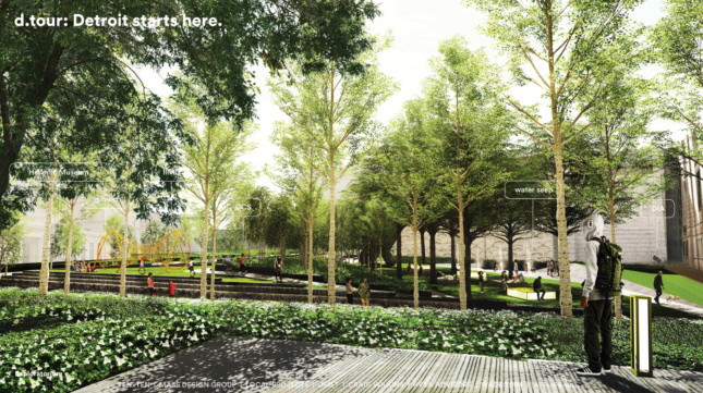 Rendering of a wooded grove