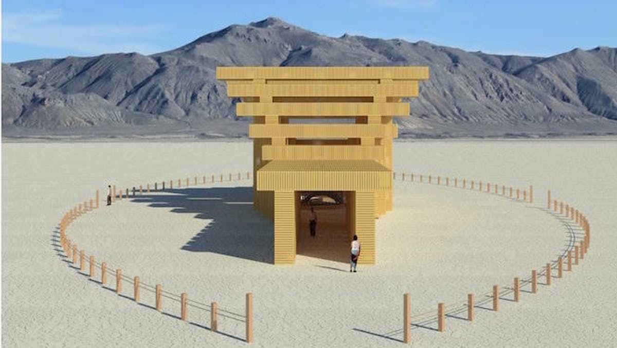 Rendering of the 2019 Burning Man temple