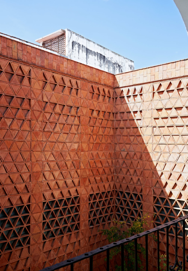 Photo of a textured brick wall