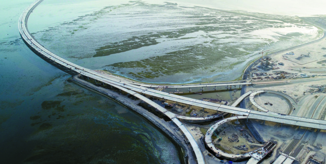 Construction photo of the Sheikh Jaber Al-Ahmad Al-Sabah Causeway