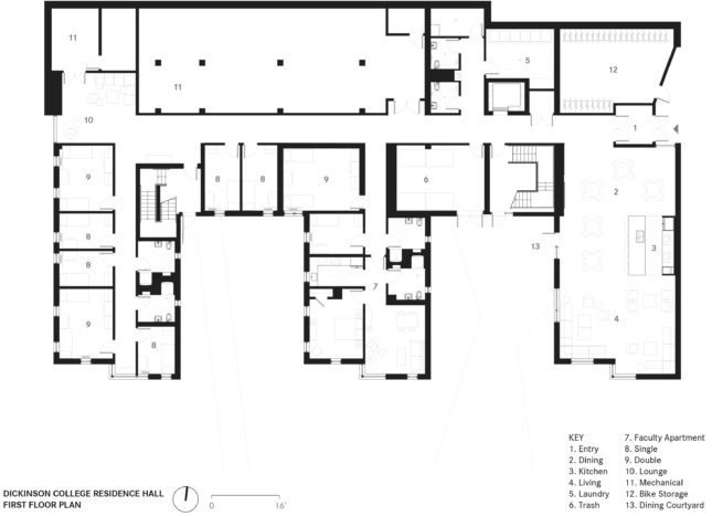 Floor plan of High Street Residence Hall