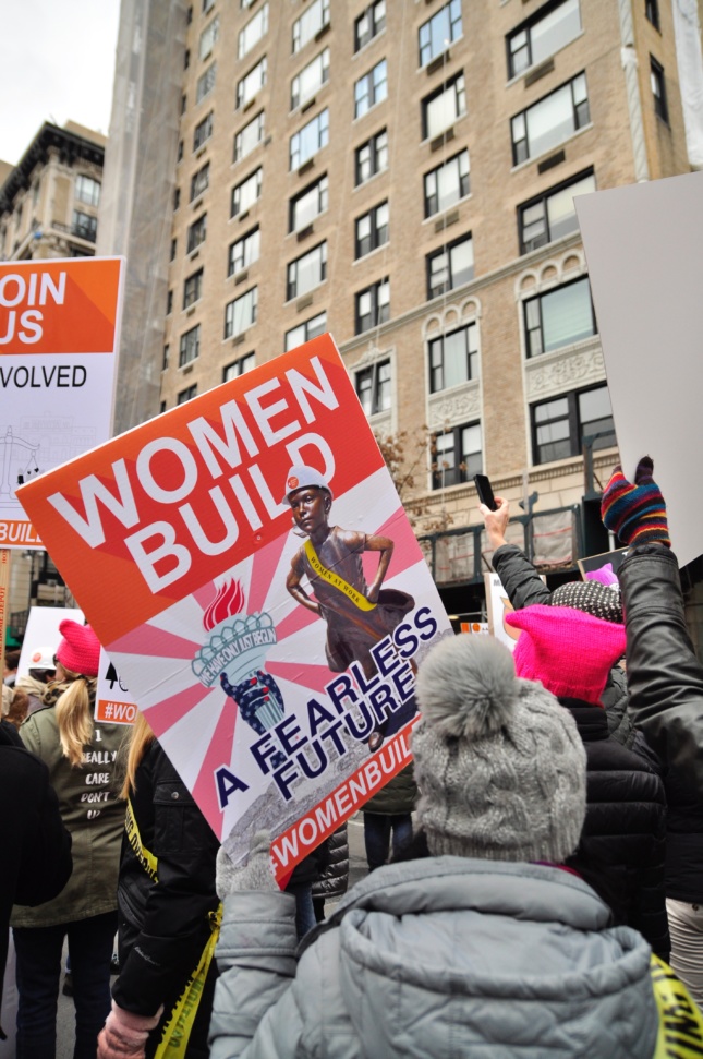 Photo of Womens March on NYC, Women Build campaign, Sydney Franklin