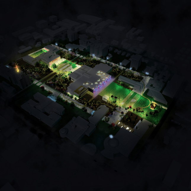 Rendering of the Detroit Square site at night
