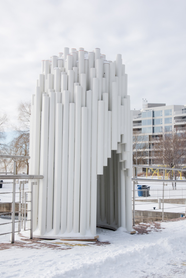 Photo of a structure made from PVC tubes