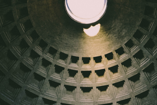 The dome of the Pantheon in Rome, still the largest free-standing concrete structure in the world.