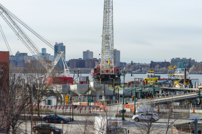 Photo of construction site and crane.