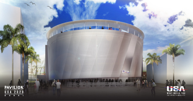 A rendering of the U.S. pavilion for Expo 2020 Dubai pavilion