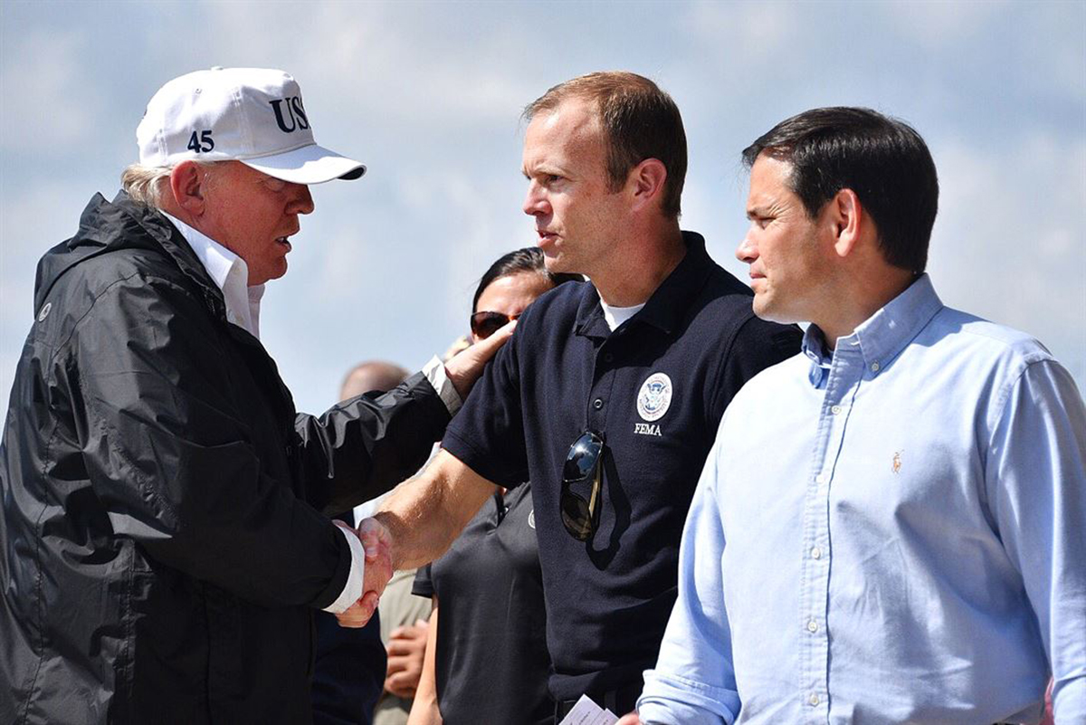 Image of Donald Trump, Sen. Marco Rubio and FEMA Administrator, September 2017
