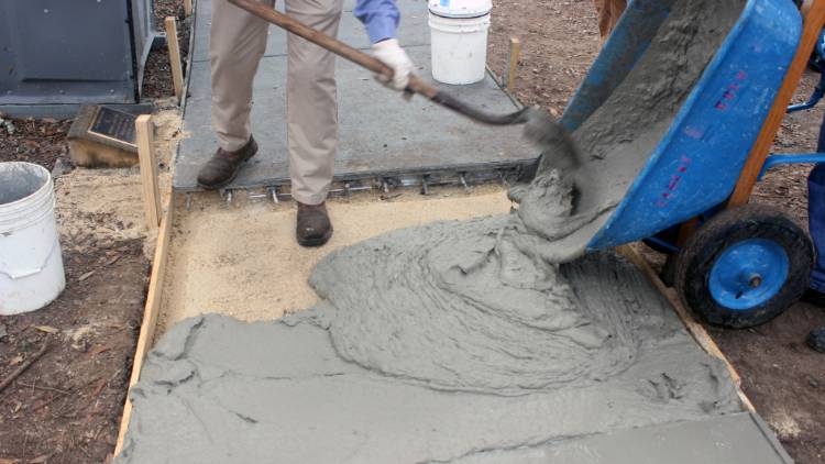Photo of bendable concrete being poured