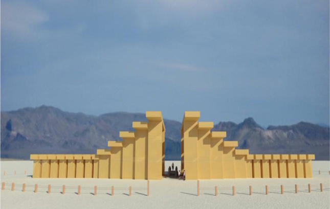 Rendering of the 2019 Burning Man temple