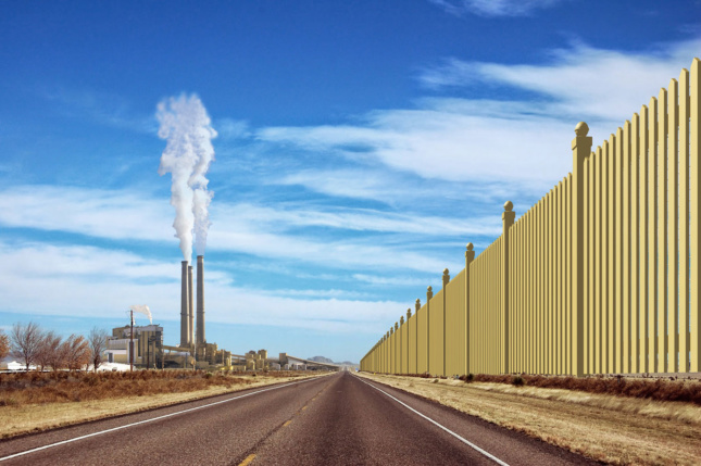 Rendering of a border wall proposal from New World Projects