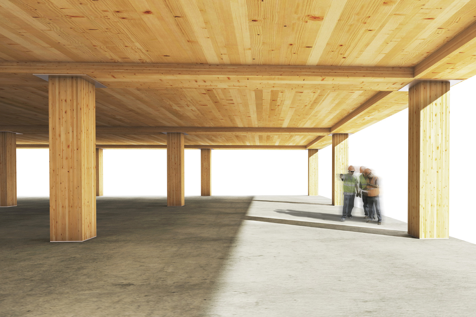 Rendering of a timber construction site