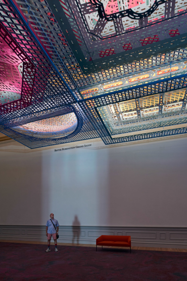 Photo of a colorful ceiling installation
