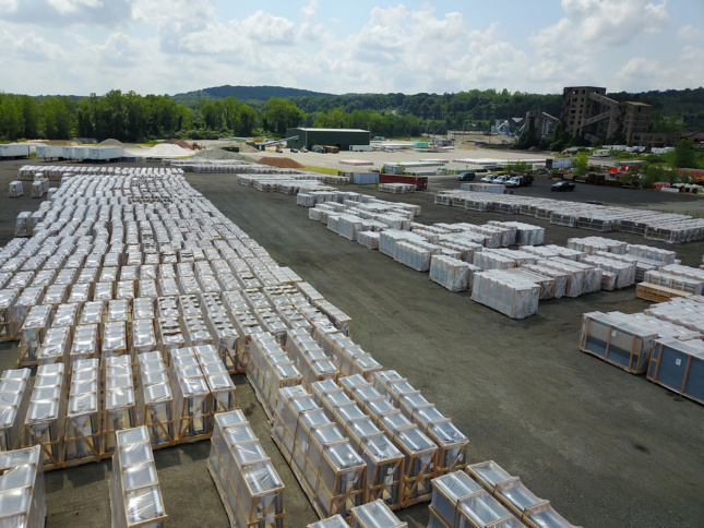 Aerial photo of an outdoor storage lot