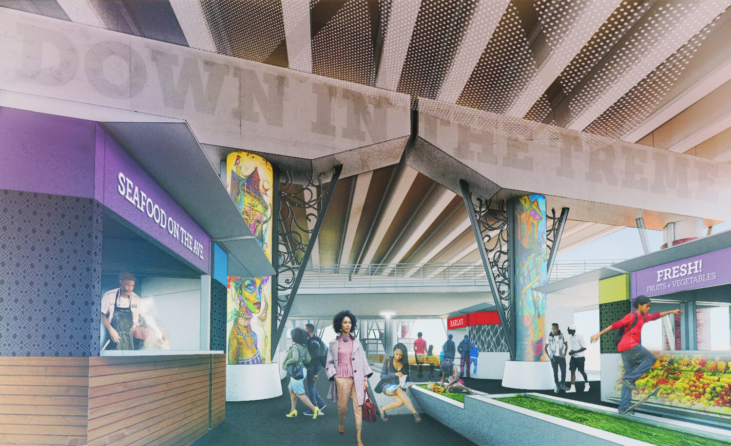 Rendering of a vibrant underpass