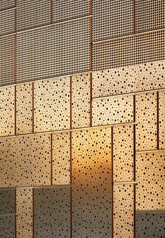 Close up photo of perforated metal panels