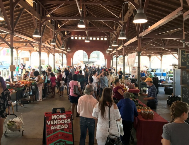 Photo of food market hall interior