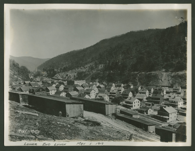 Photo of mining town under construction