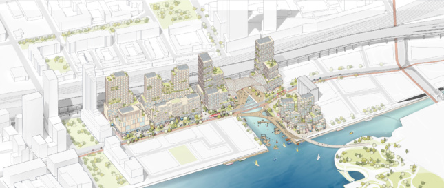 Site plan of a waterfront neighborhood