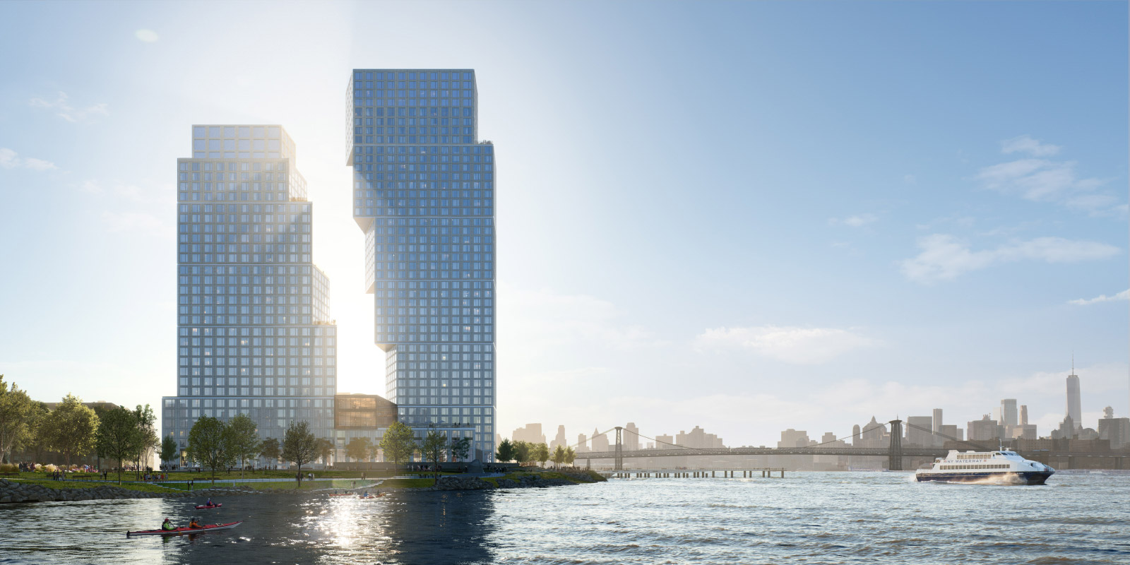 Rendering of two waterfront towers