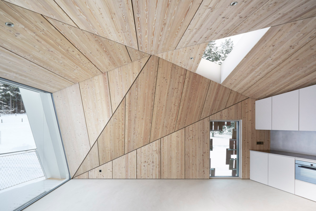A timber-wrapped interior space