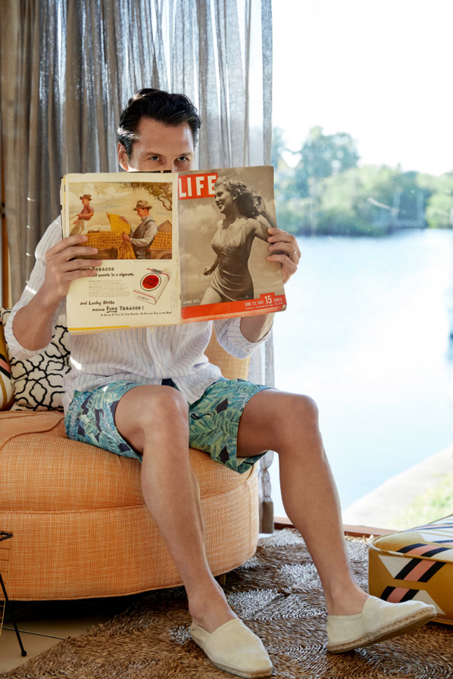 A man reading a magazine