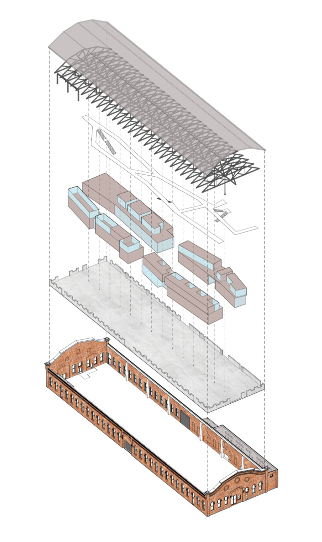 Diagram of a long rectangular building
