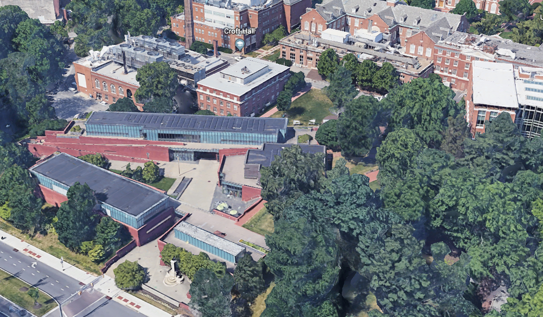 Aerial photo of Mattin Center arts complex