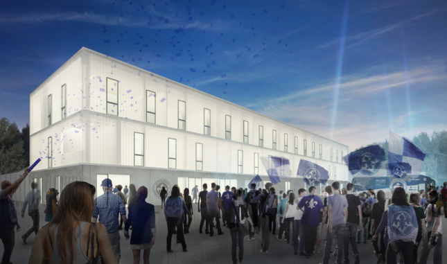 The renovated SV Darmstadt Stadium will feature a new facade