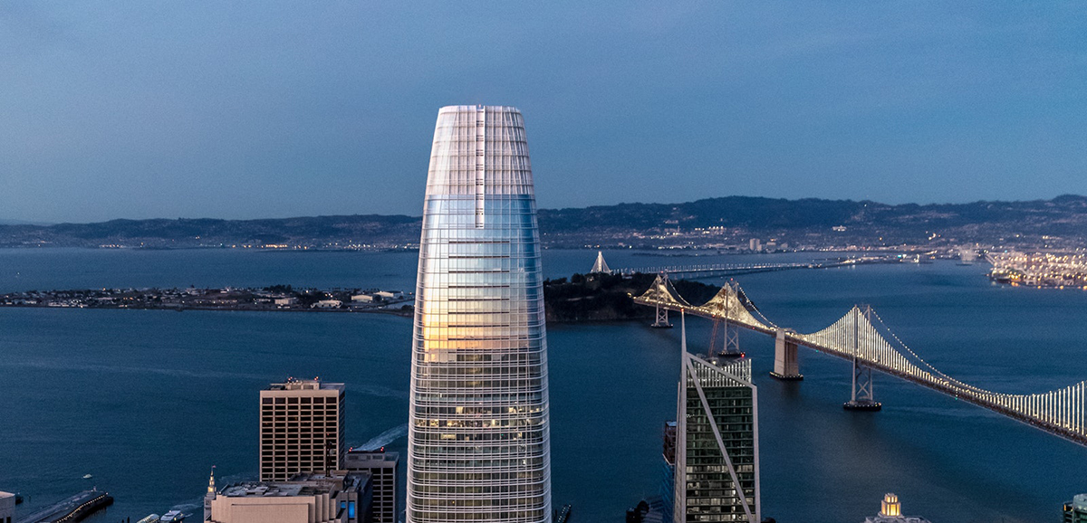 Image of top of Salesforce Tower