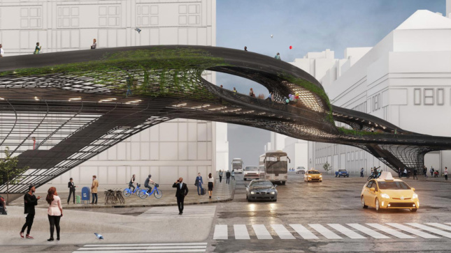 Rendering of a bridge over a street