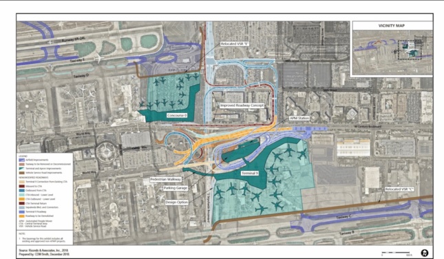 Site plan showing proposed concourse changes at LAX