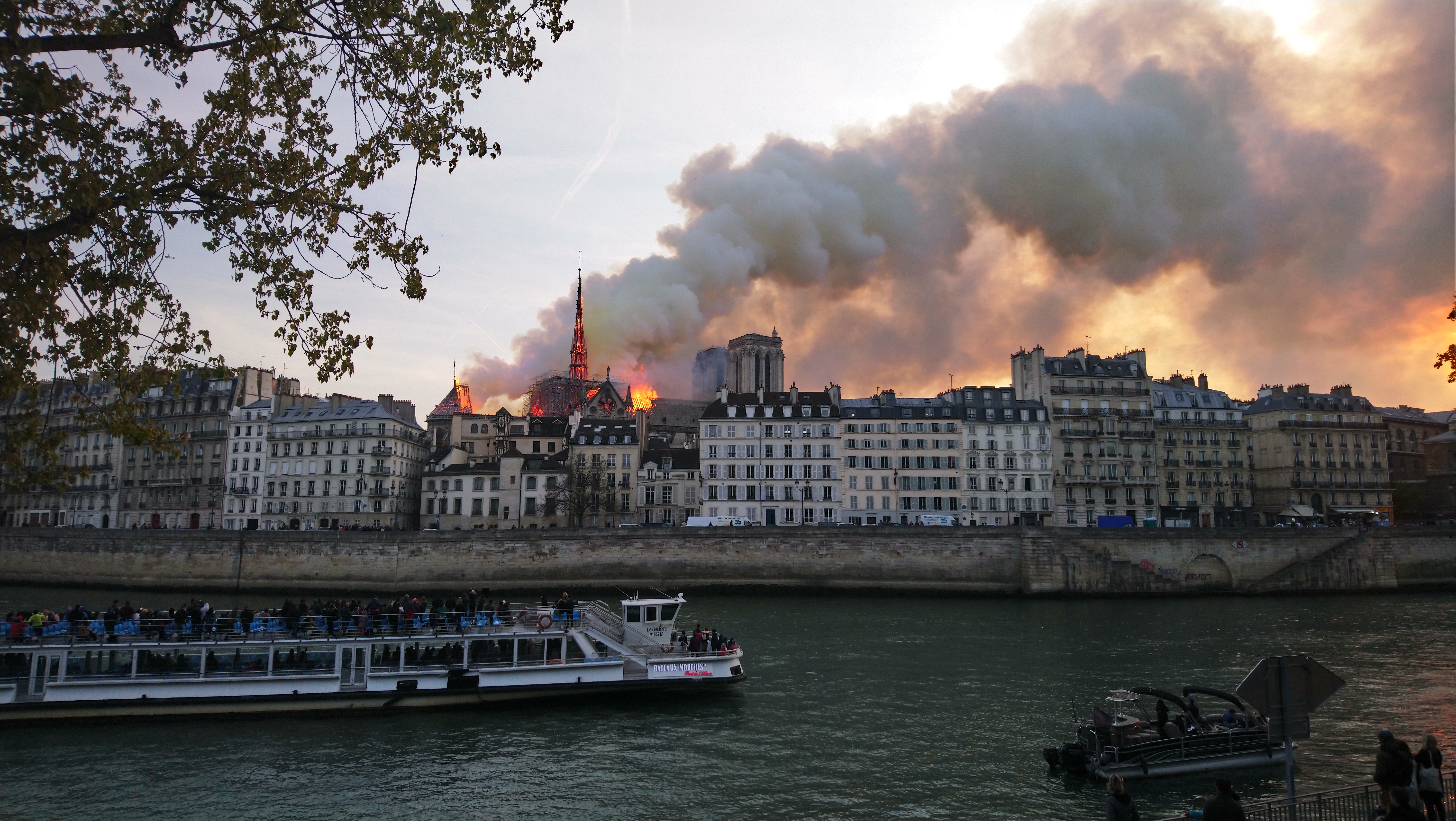 Photo of the Notre Dame Cathedral burning in Paris