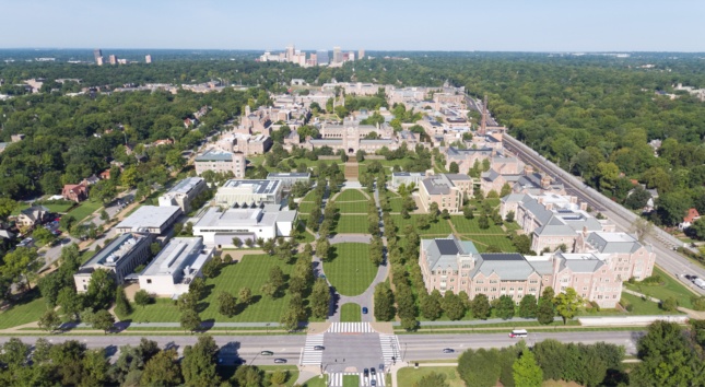 Aerial view of Washington University East Campus masterplan