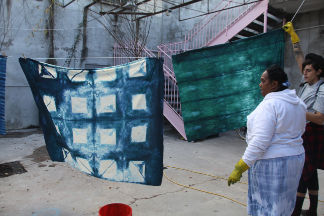 Photo of dyed fabric hanging