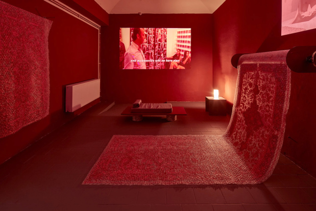 Image of red-colored interior room installation