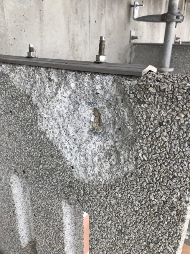 Detail photo of concrete spalling