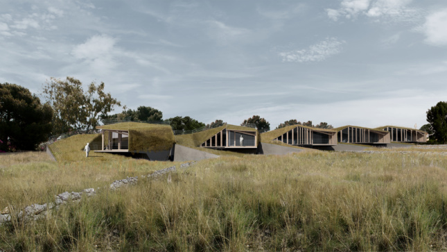 Rendering of houses embedded in a landscape