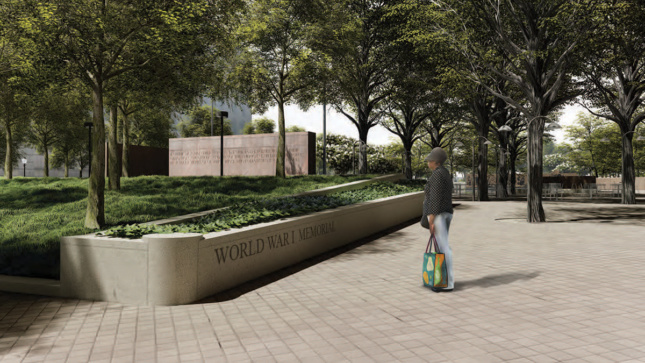 Rendering of back entrance to WWI Memorial