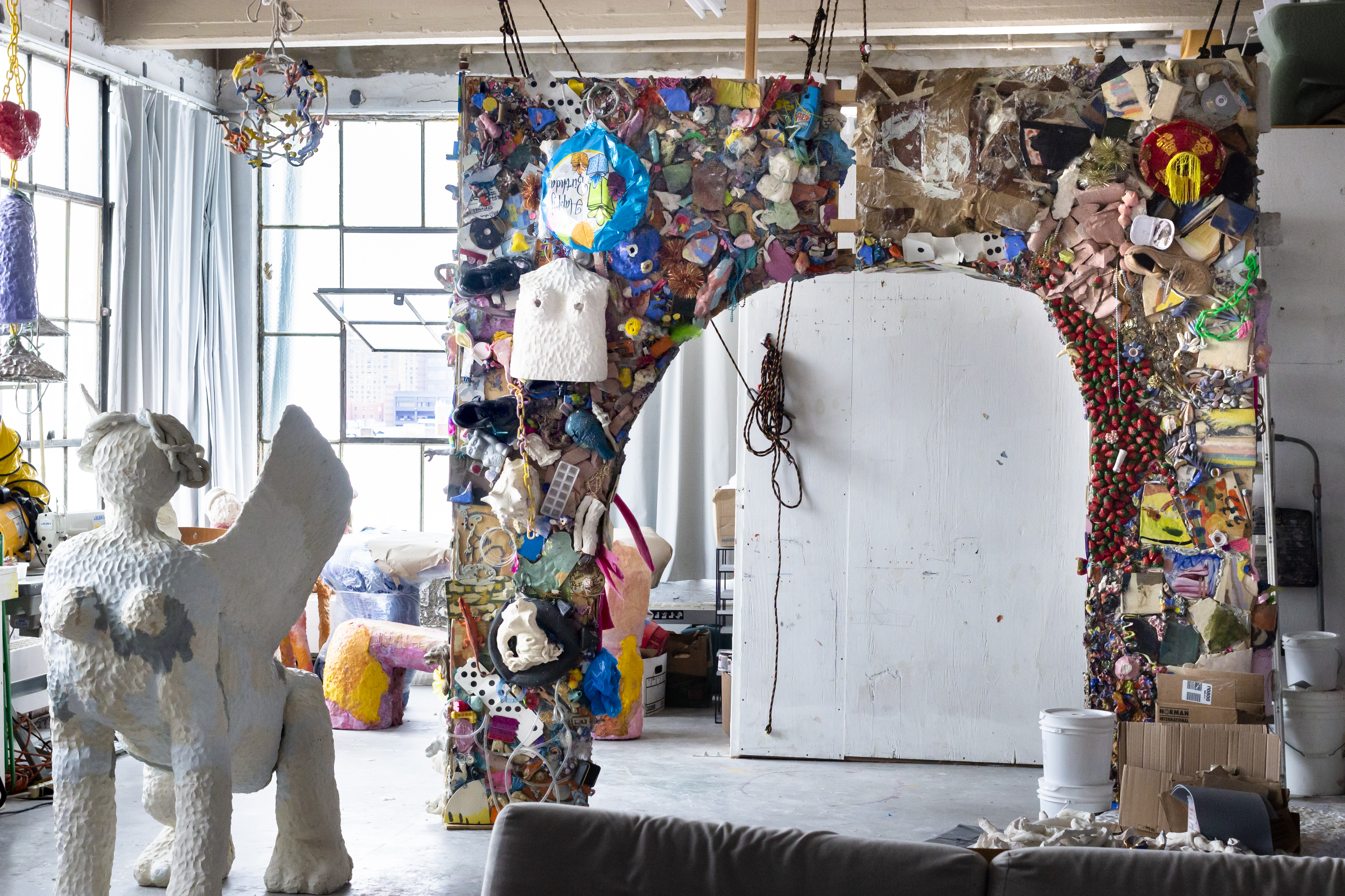 Photo of sculptures made from trash