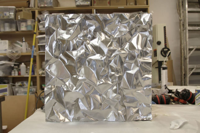 Photo of crinkled aluminum sheet