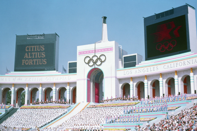 Photo of the Olympic Torch Tower of the Los Angeles Coliseum