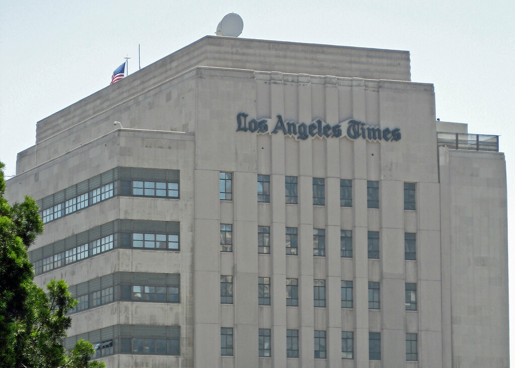 Photo of LA Times building with logo