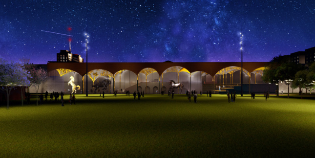 Rendering of an outdoor canopy at night