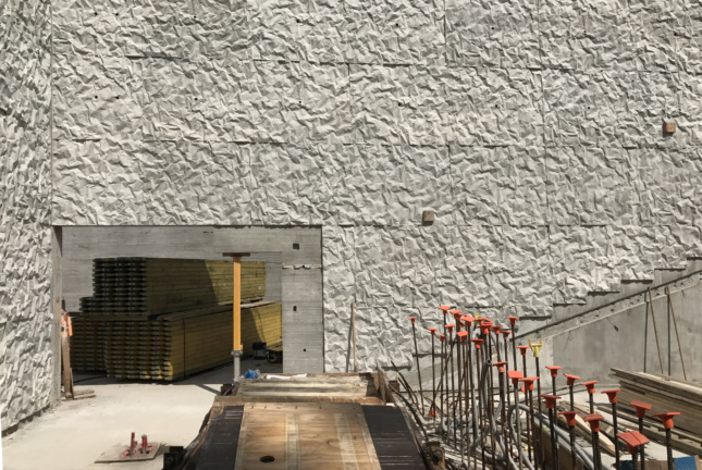 Image of performance space with crinkled concrete
