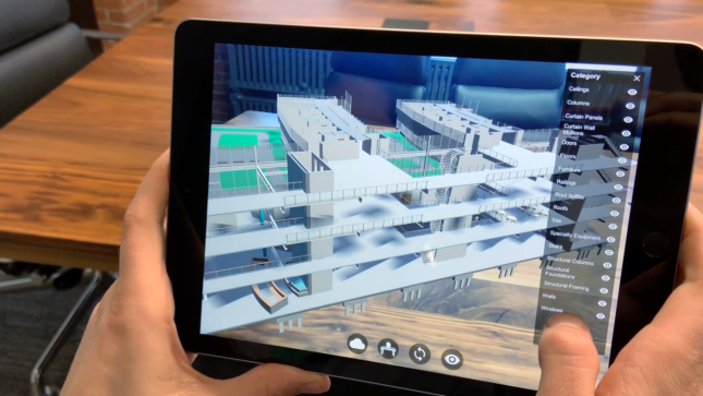 Photo of tablet with Unity Reflect Unity Technologies used on screen