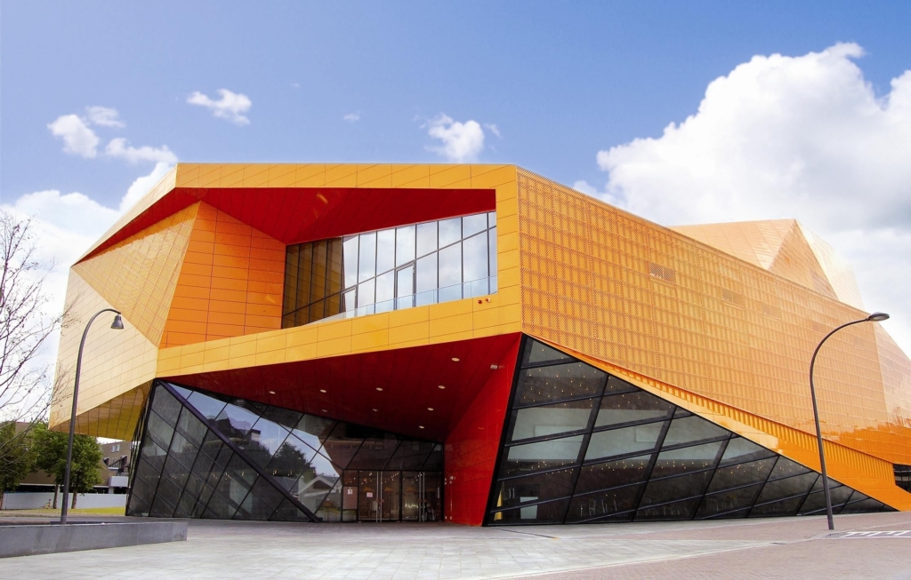 Photo of geometric orange building