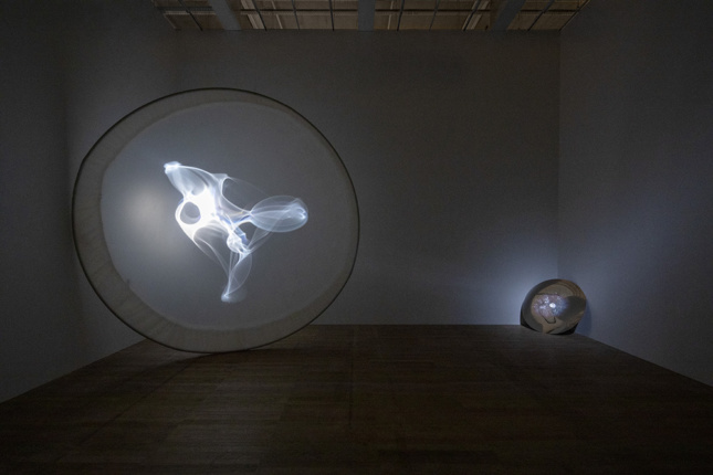 A changing shape projected onto a black sphere