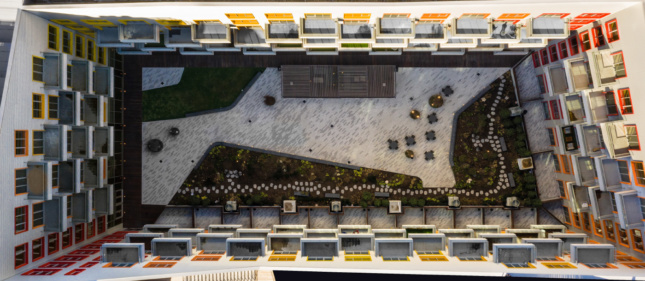Aerial photo of a courtyard